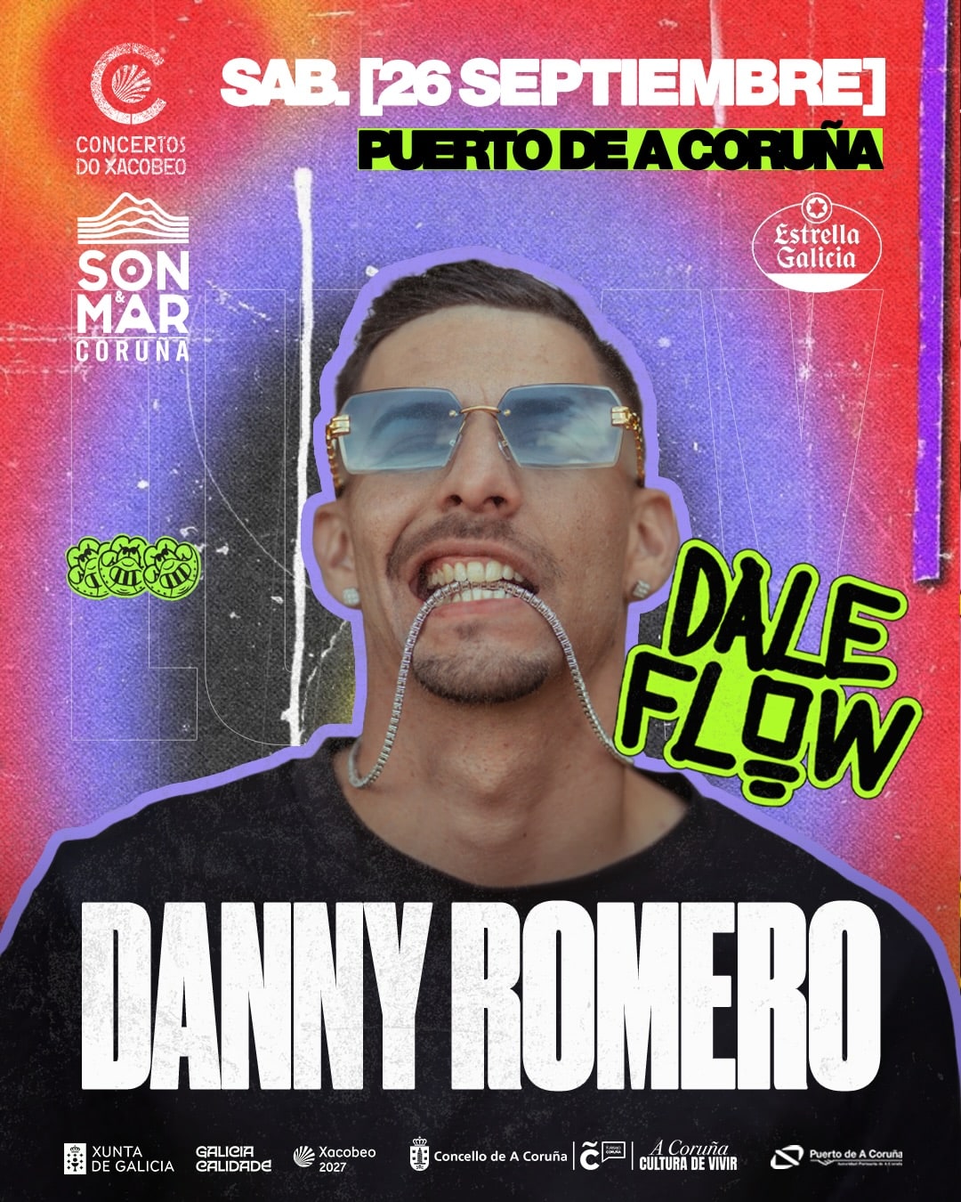 Cartel de Danny Romero en Dale Flow 2026, sábado 26 de septiembre, Puerto de A Coruña